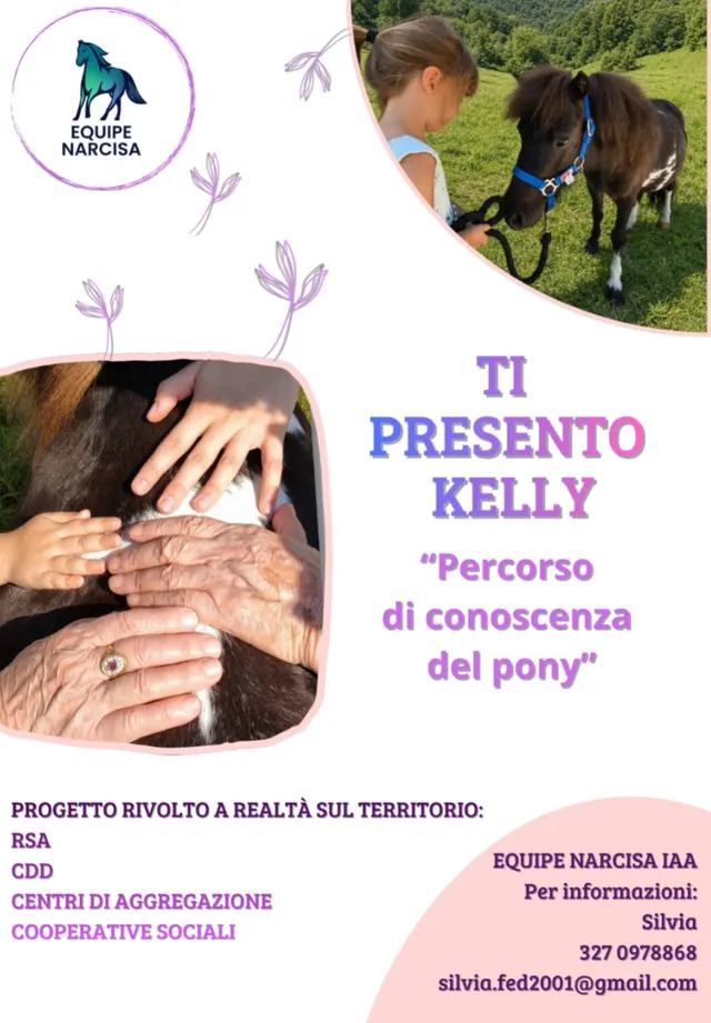 Volantino “Ti presento Joy” — percorso di conoscenza del pony per RSA, CDD, centri di aggregazione e cooperative sociali